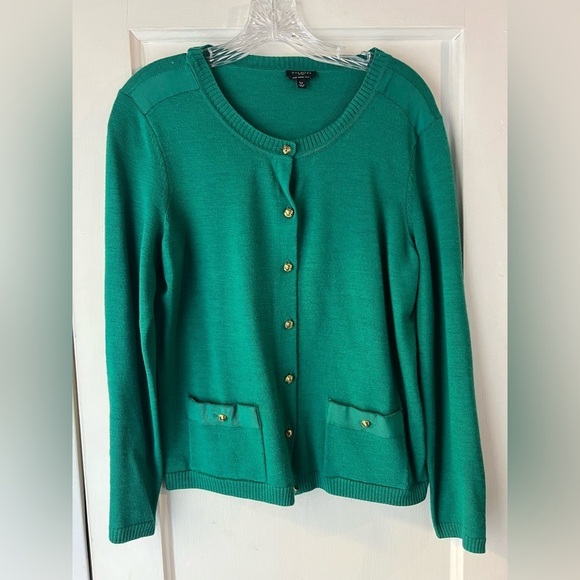 Talbots Merino Wool Cardigan Gold Buttons L petite - Picture 2 of 7